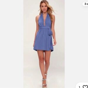 Lulu's Periwinkle Halter Mini Dress